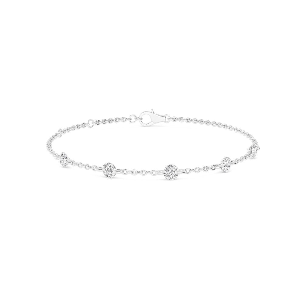 Round Floating Diamond  Station Bracelet