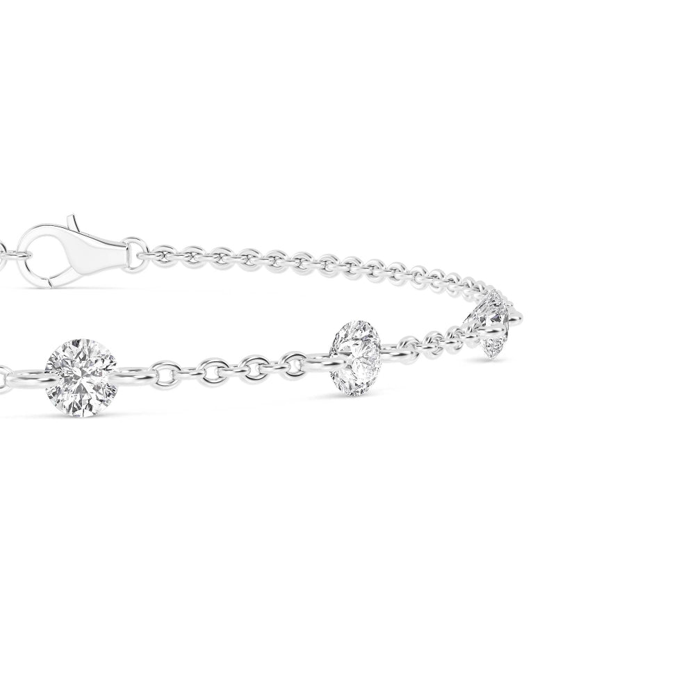 Round Floating Diamond  Station Bracelet