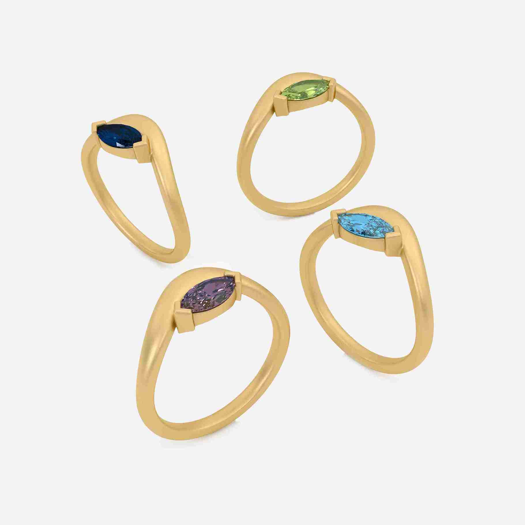 EIRA Light Blue Lab Diamond Pinky Ring