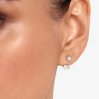 Lab Grown Diamond East-West Oval Jacket - Round Base in White Gold – Side View | JAUR