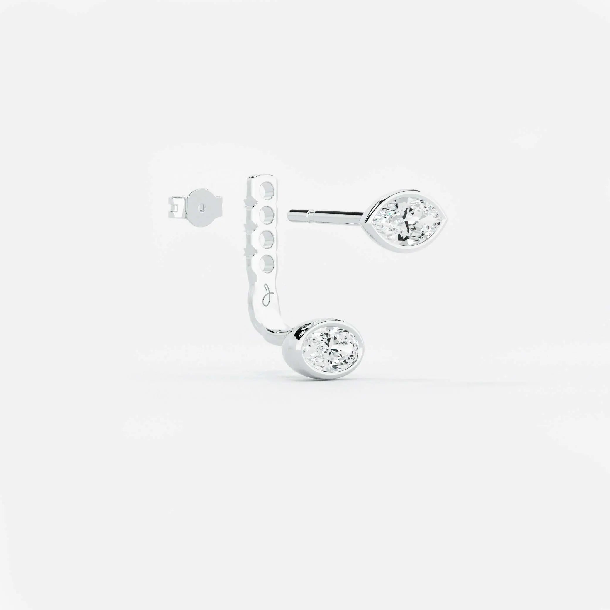 Lab Grown Diamond East-West Oval Jacket - Marquise Base in White Gold – View 4 | JAUR