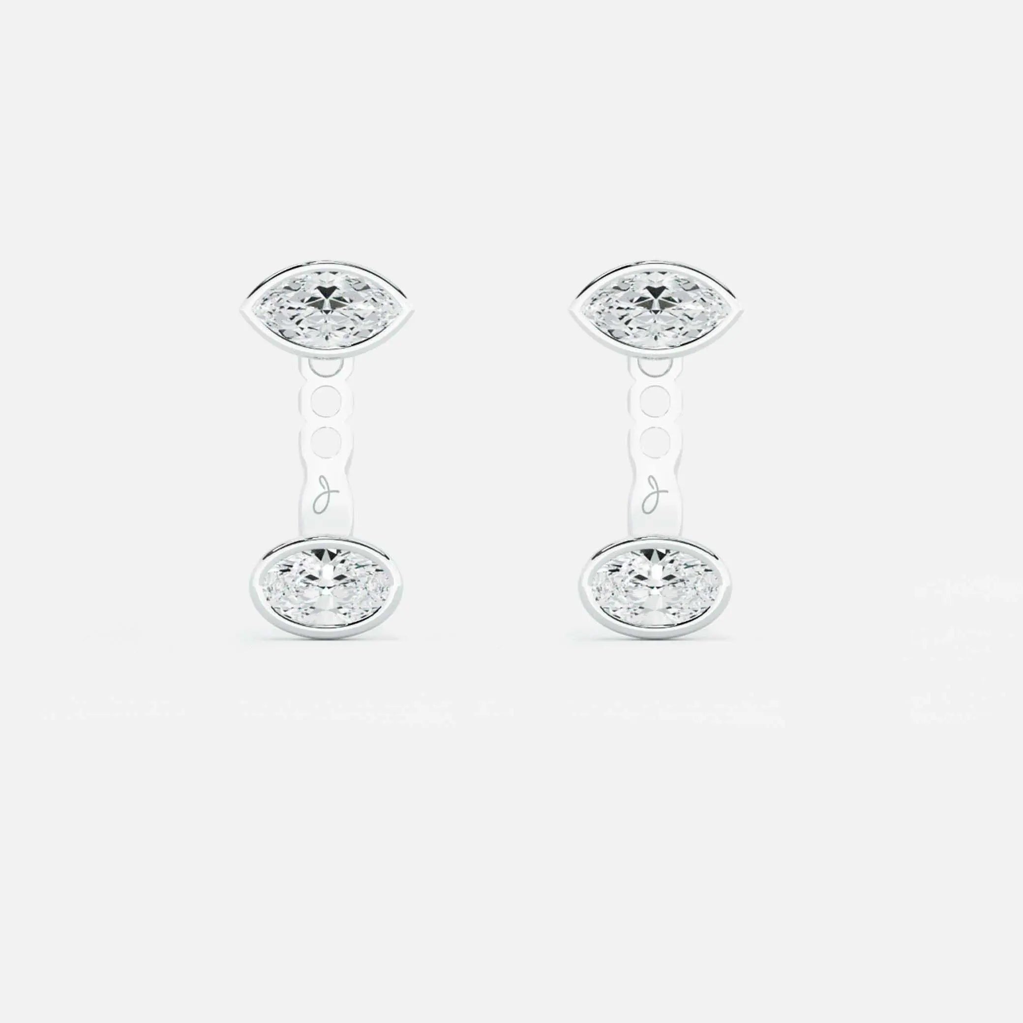 Lab Grown Diamond East-West Oval Jacket - Marquise Base in White Gold – Pair View | JAUR
