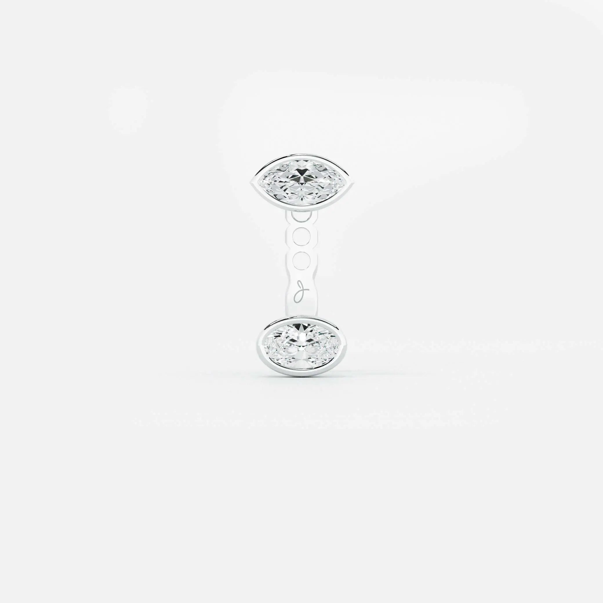 Lab Grown Diamond East-West Oval Jacket - Marquise Base in White Gold – Front View | JAUR