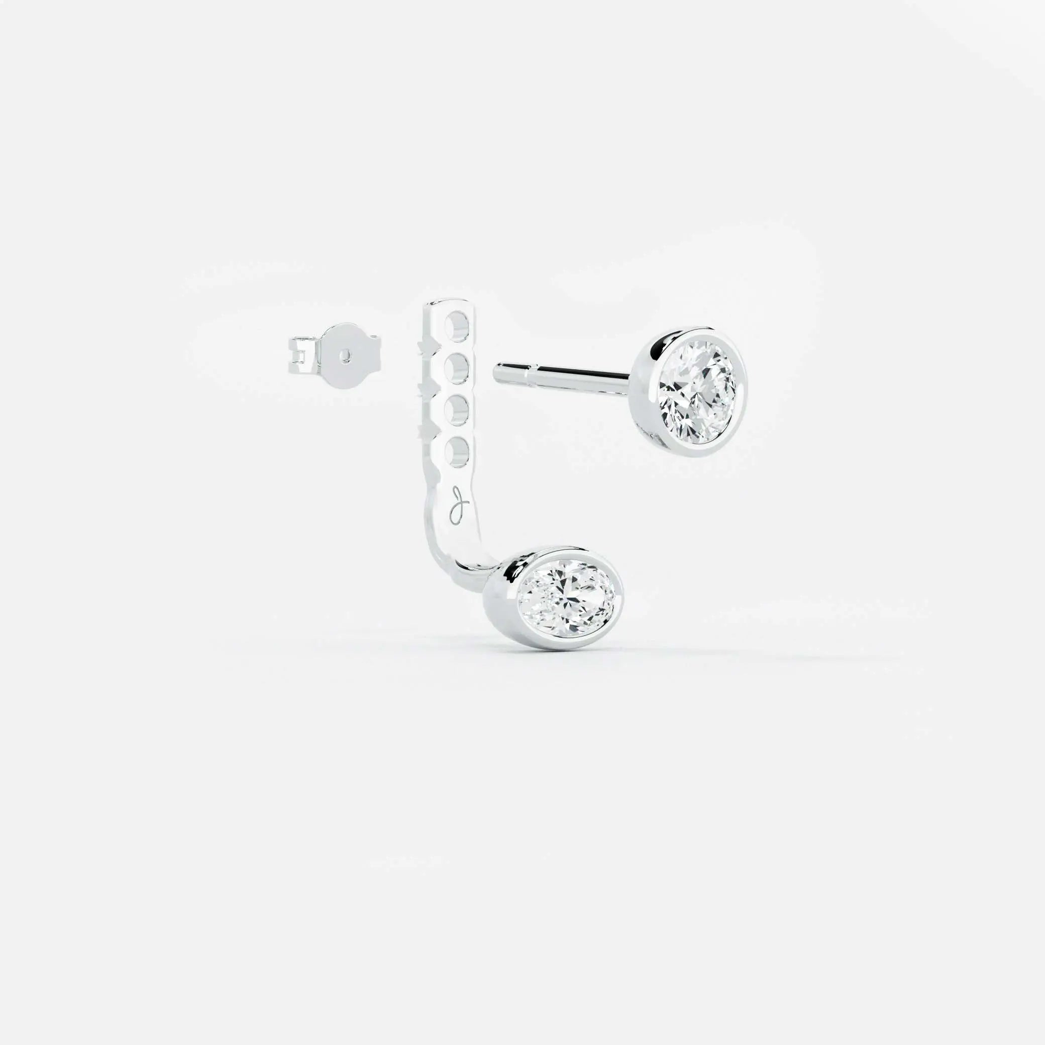Lab Grown Diamond East-West Oval Jacket - Round Base in White Gold – View 4 | JAUR