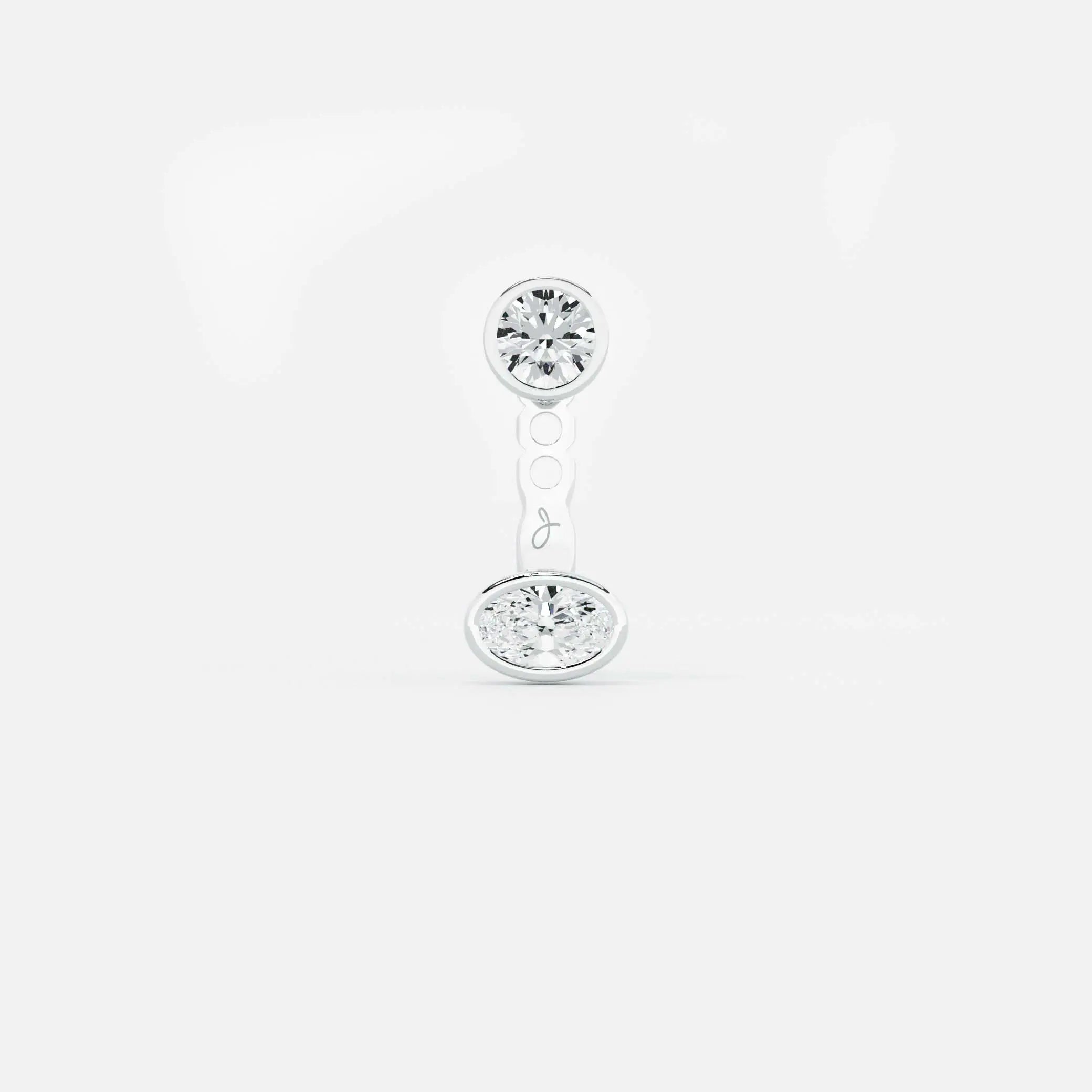 Lab Grown Diamond East-West Oval Jacket - Round Base in White Gold – Front View | JAUR