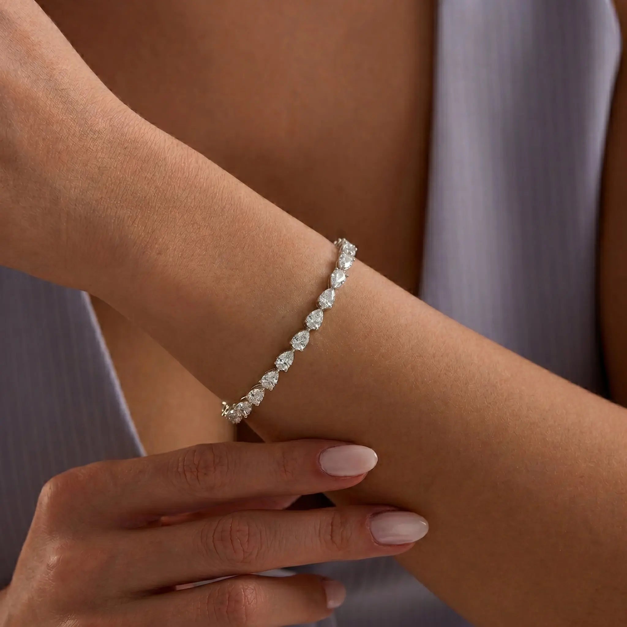 East-West Pear Tennis Bracelet JAUR