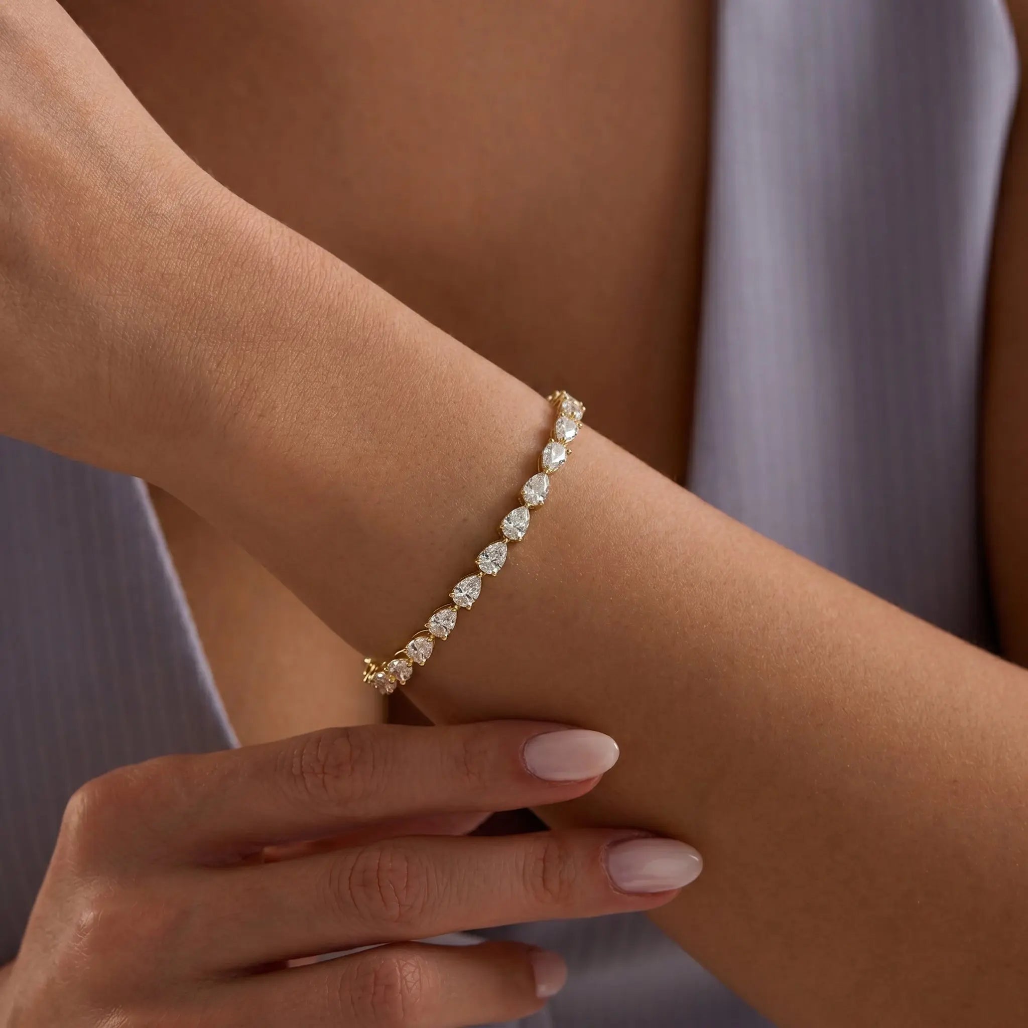 East-West Pear Tennis Bracelet JAUR