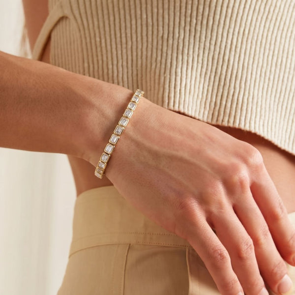 Emerald Diamond Bezel Tennis Bracelet
