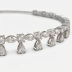 Lab Grown Diamond Flora Teardrop Diamond Choker Necklace in White Gold – Side View | JAUR
