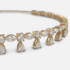 Lab Grown Diamond Flora Teardrop Diamond Choker Necklace in Yellow Gold – Side View | JAUR