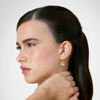 Lab Grown Diamond Formed Round Diamond Charm in Yellow Gold – Pair View | JAUR