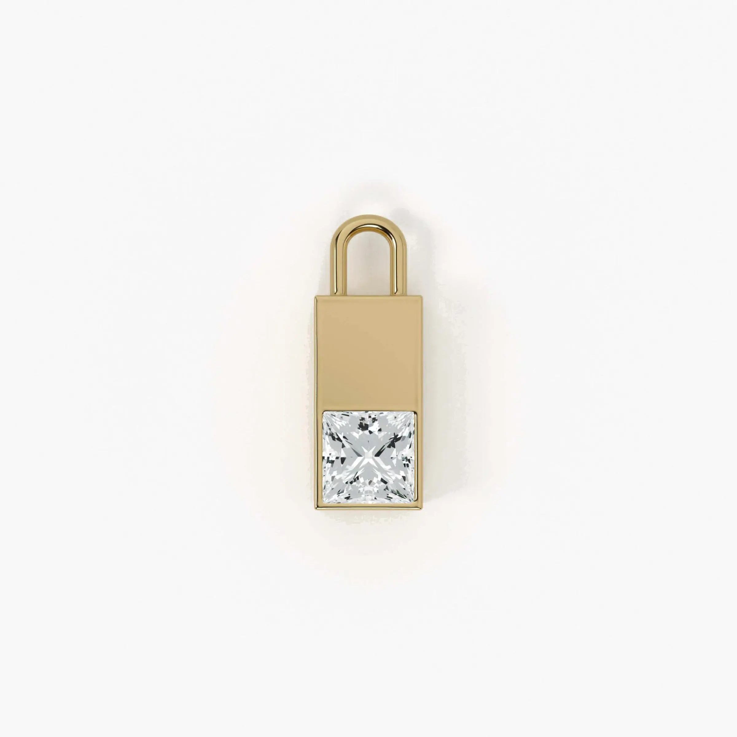 Lab Grown Diamond Formed Baguette Charm in Yellow Gold – Front View | JAUR