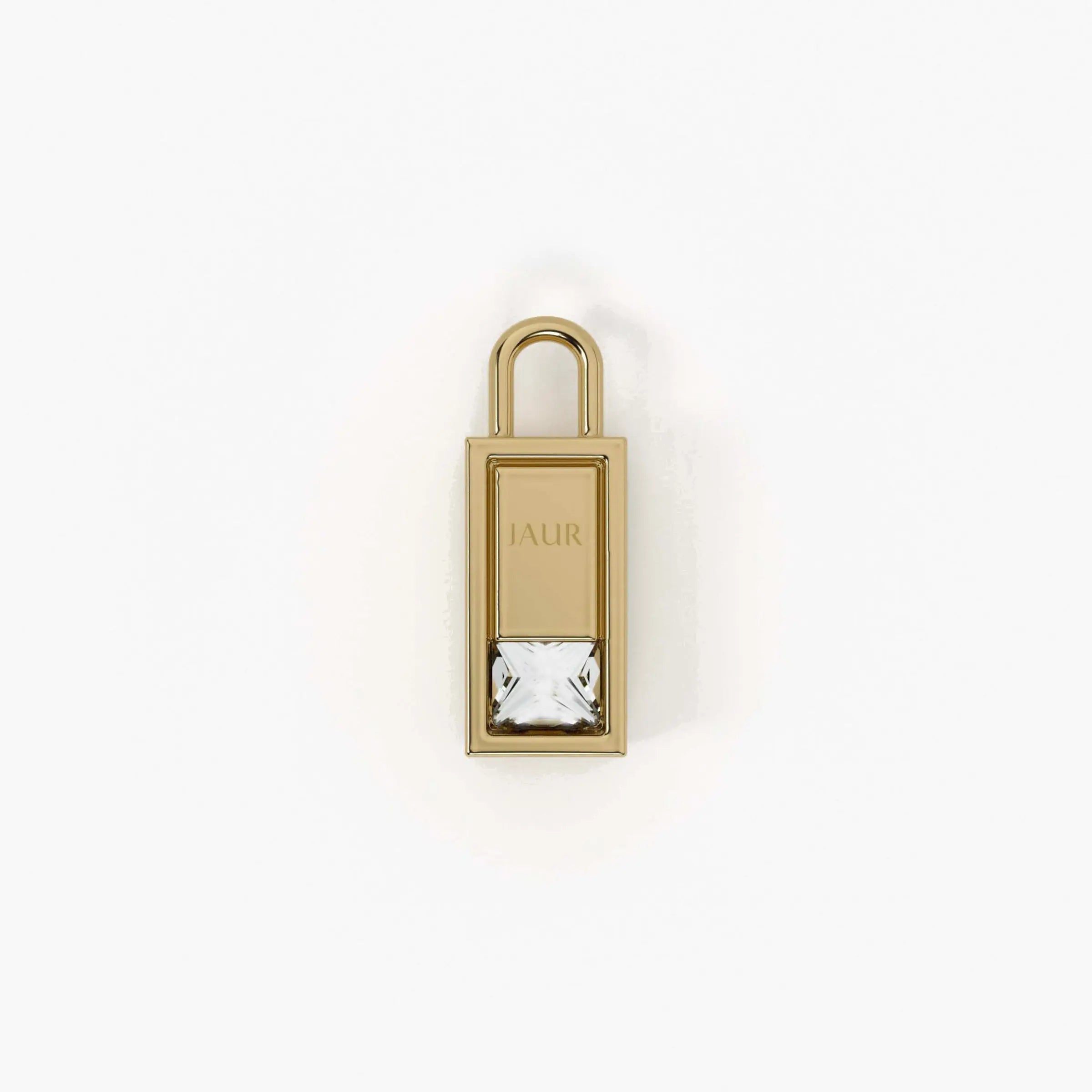 Lab Grown Diamond Formed Baguette Charm in Yellow Gold – View 5 | JAUR