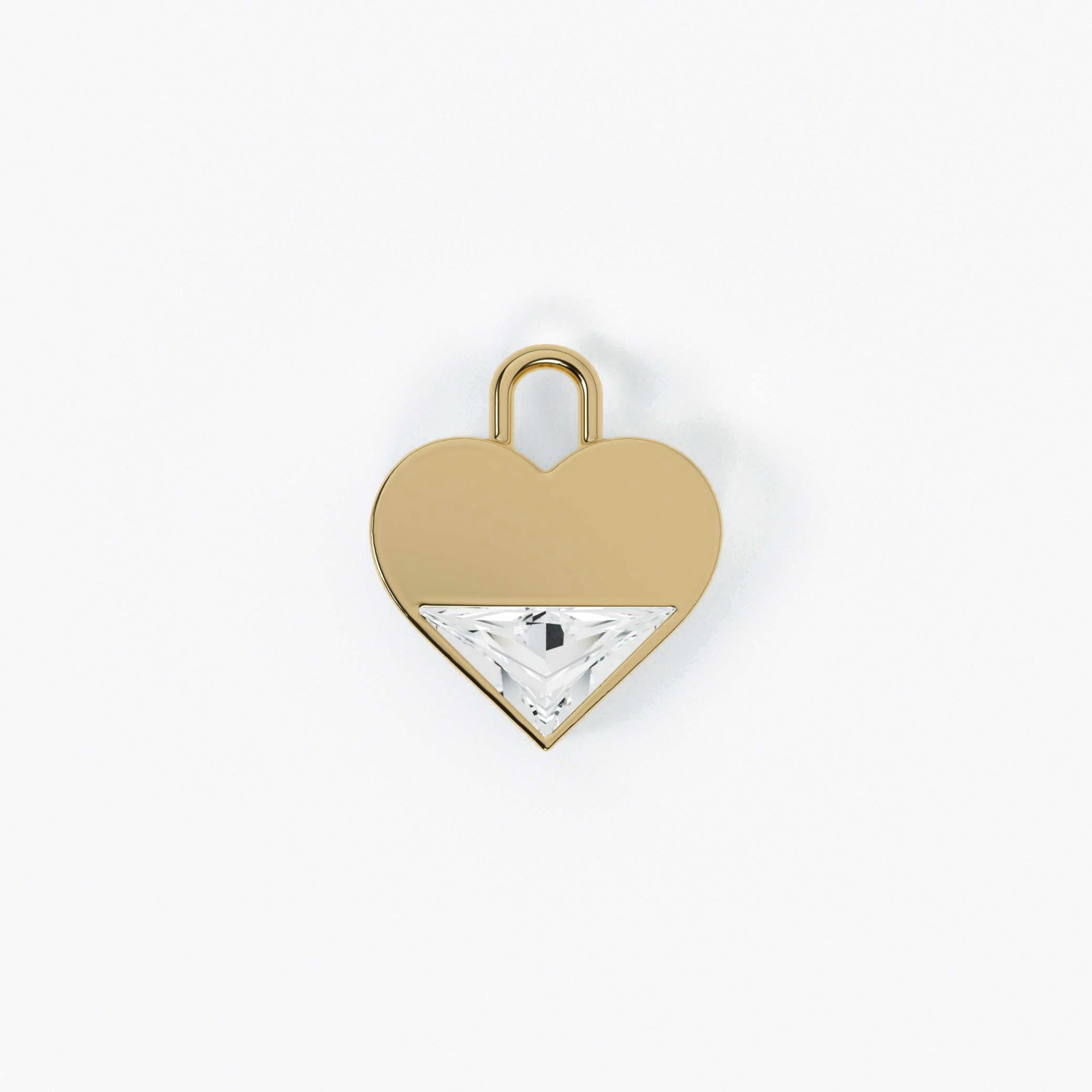 Lab Grown Diamond Formed Heart Charm in Yellow Gold – Front View | JAUR