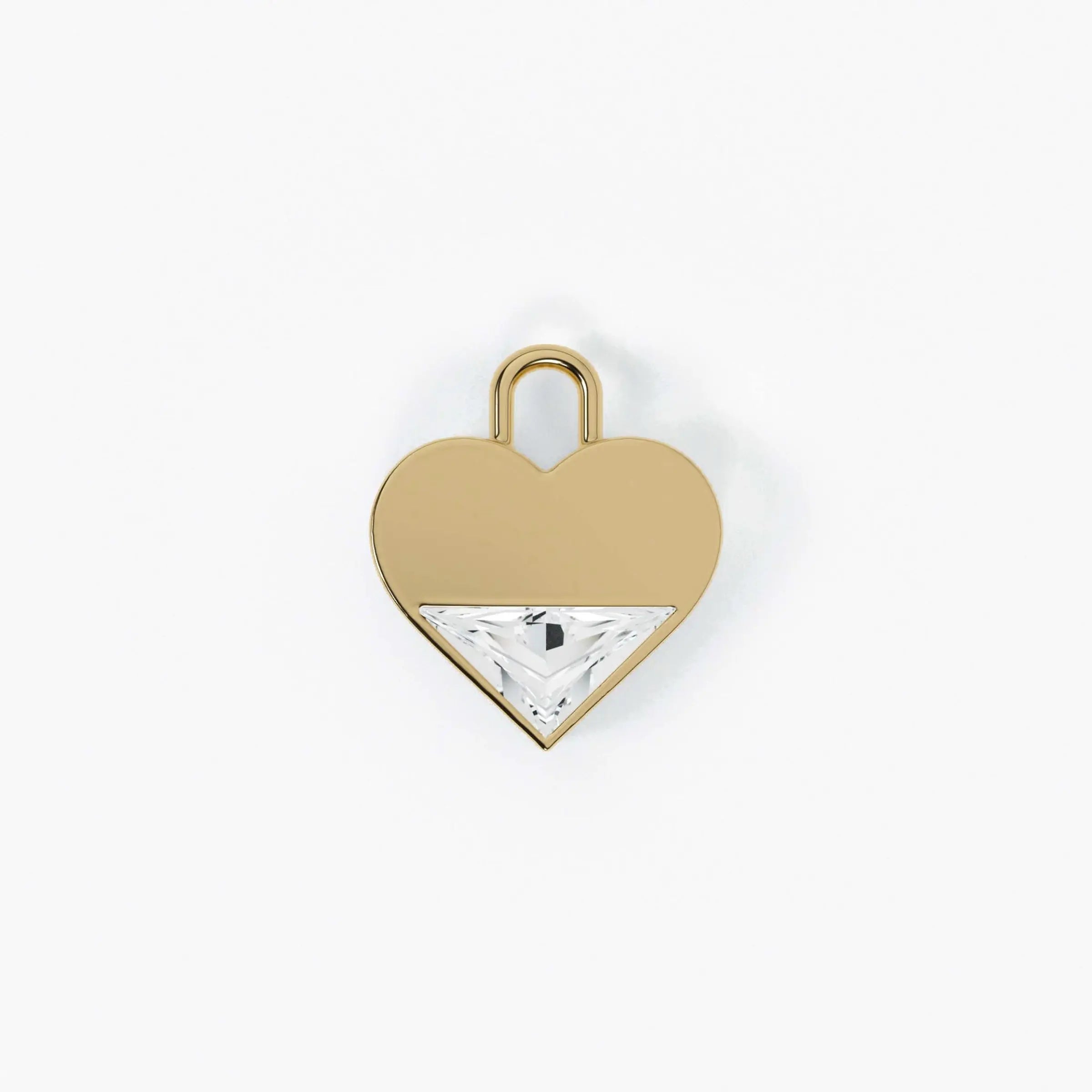 Lab Grown Diamond Formed Heart Charm in Yellow Gold – Front View | JAUR