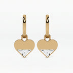 Lab Grown Diamond Formed Heart Charm in Yellow Gold – Pair View | JAUR