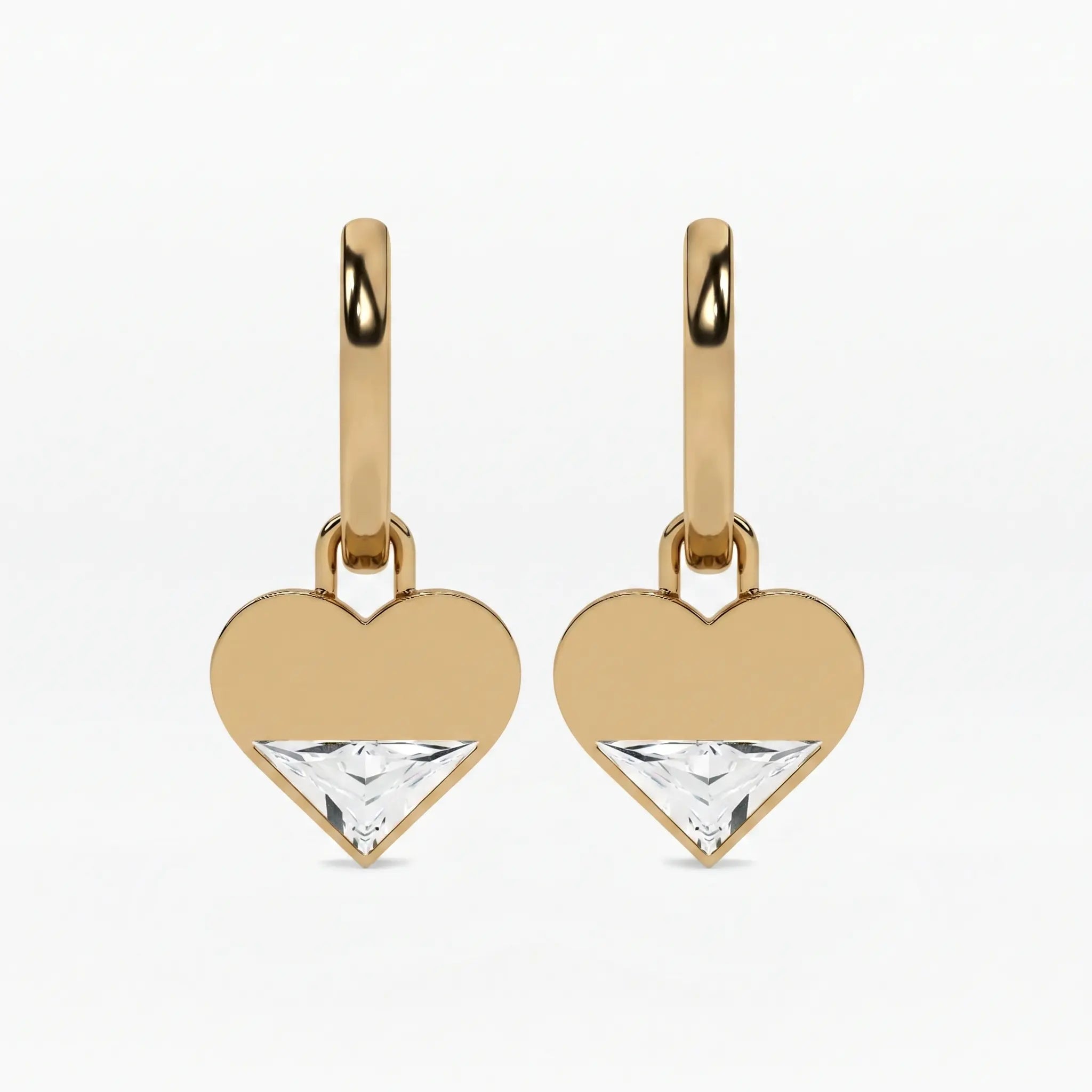 Lab Grown Diamond Formed Heart Charm in Yellow Gold – Pair View | JAUR