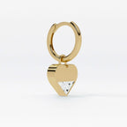 Lab Grown Diamond Formed Heart Charm in Yellow Gold – Pair View | JAUR