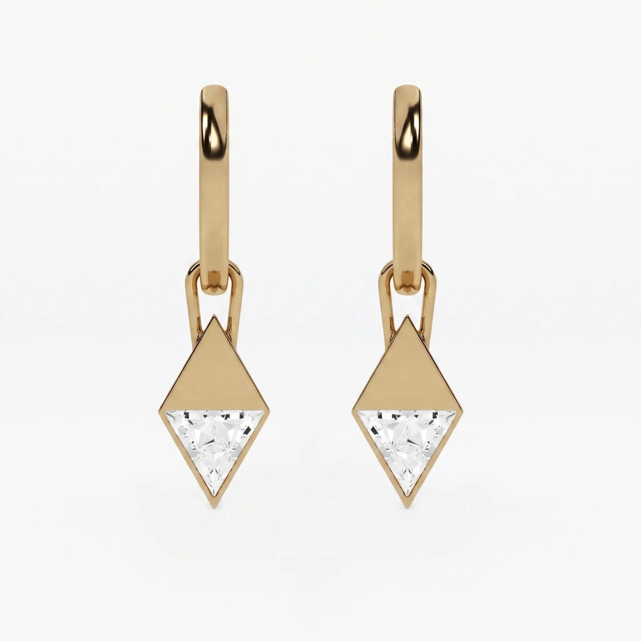 Lab Grown Diamond Formed Kite Charm in Yellow Gold – Pair View | JAUR