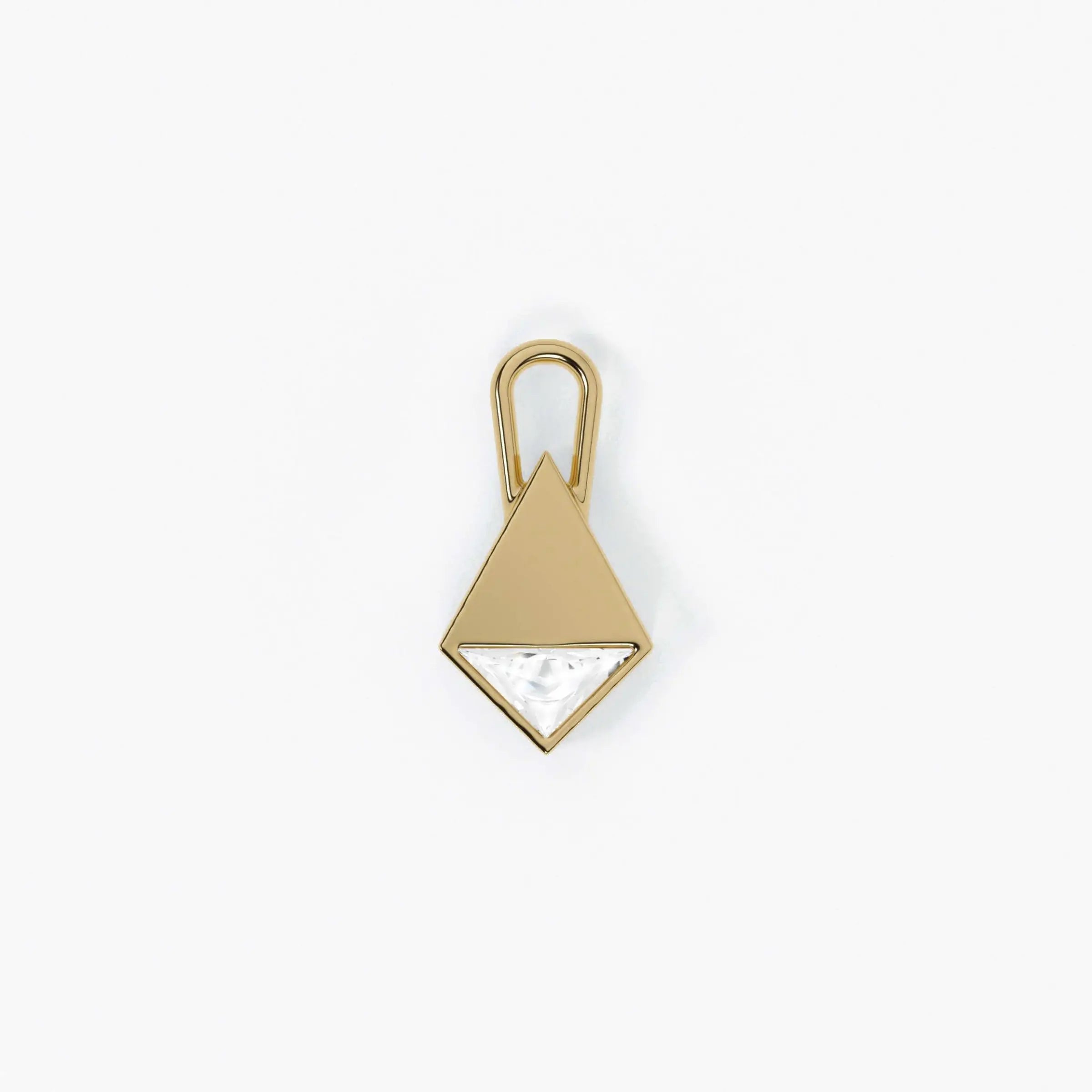 Lab Grown Diamond Formed Lozenge Charm in Yellow Gold – Front View | JAUR