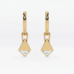 Lab Grown Diamond Formed Lozenge Charm in Yellow Gold – Pair View | JAUR