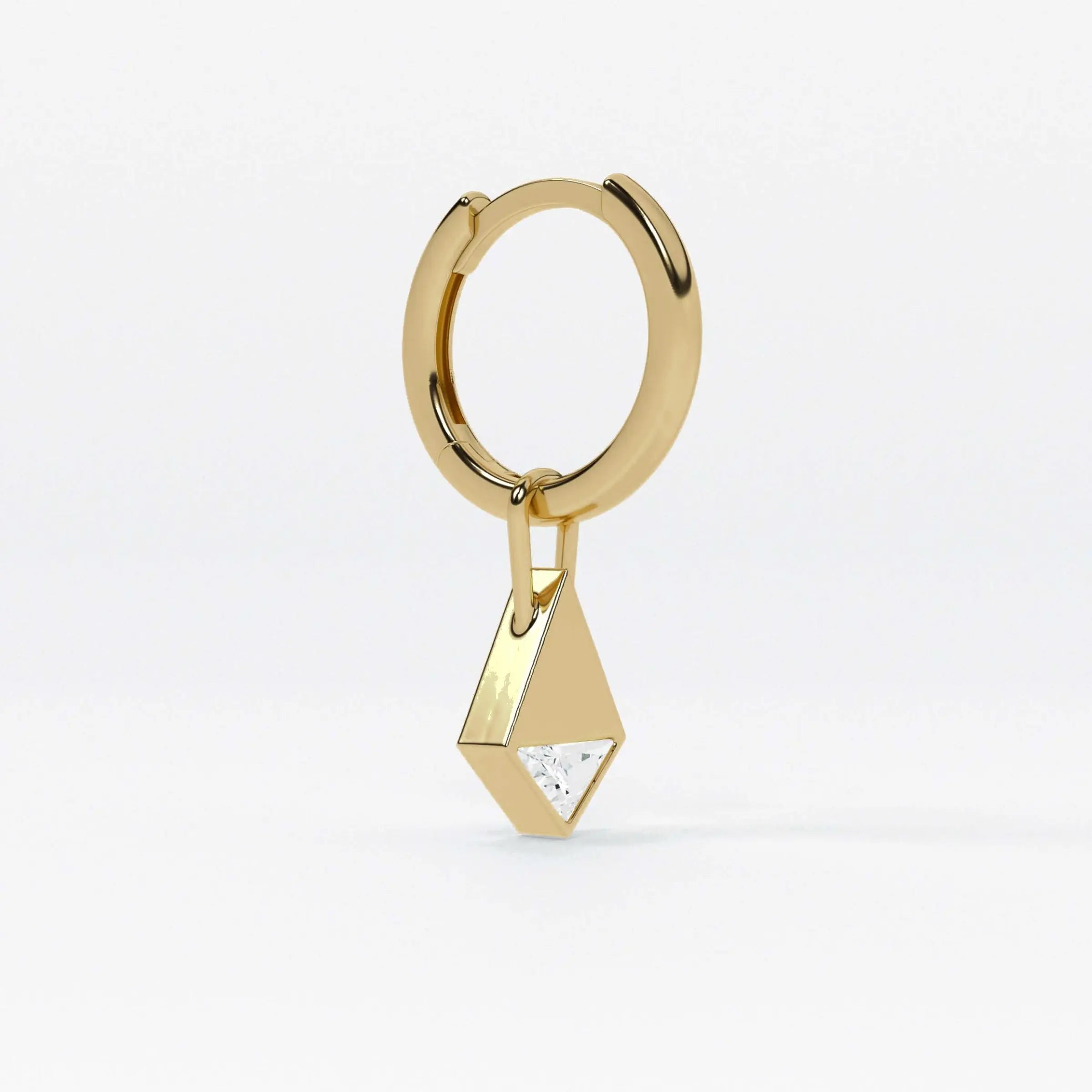 Lab Grown Diamond Formed Lozenge Charm in Yellow Gold – Pair View | JAUR