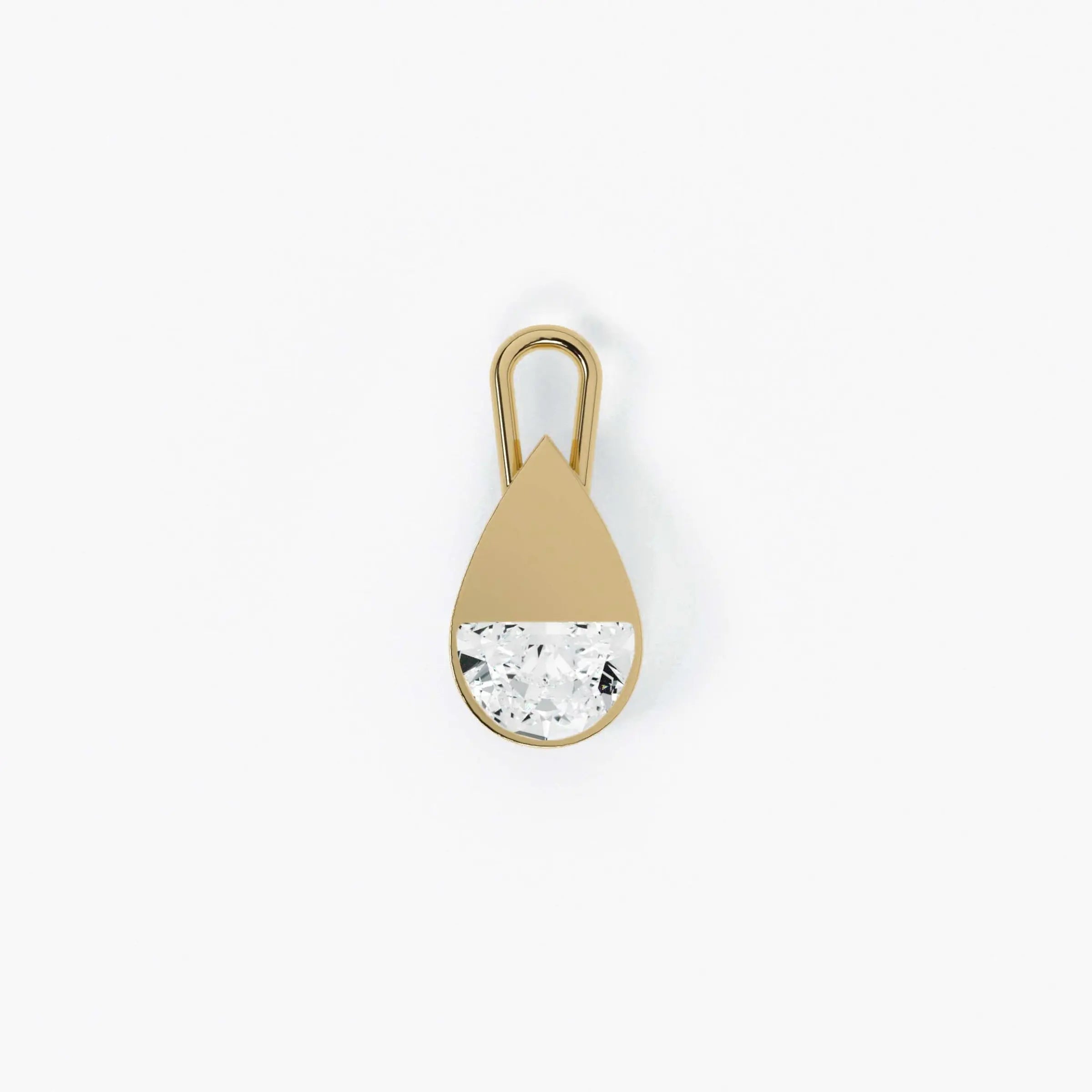 Lab Grown Diamond Formed Pear Charm in Yellow Gold – Front View | JAUR
