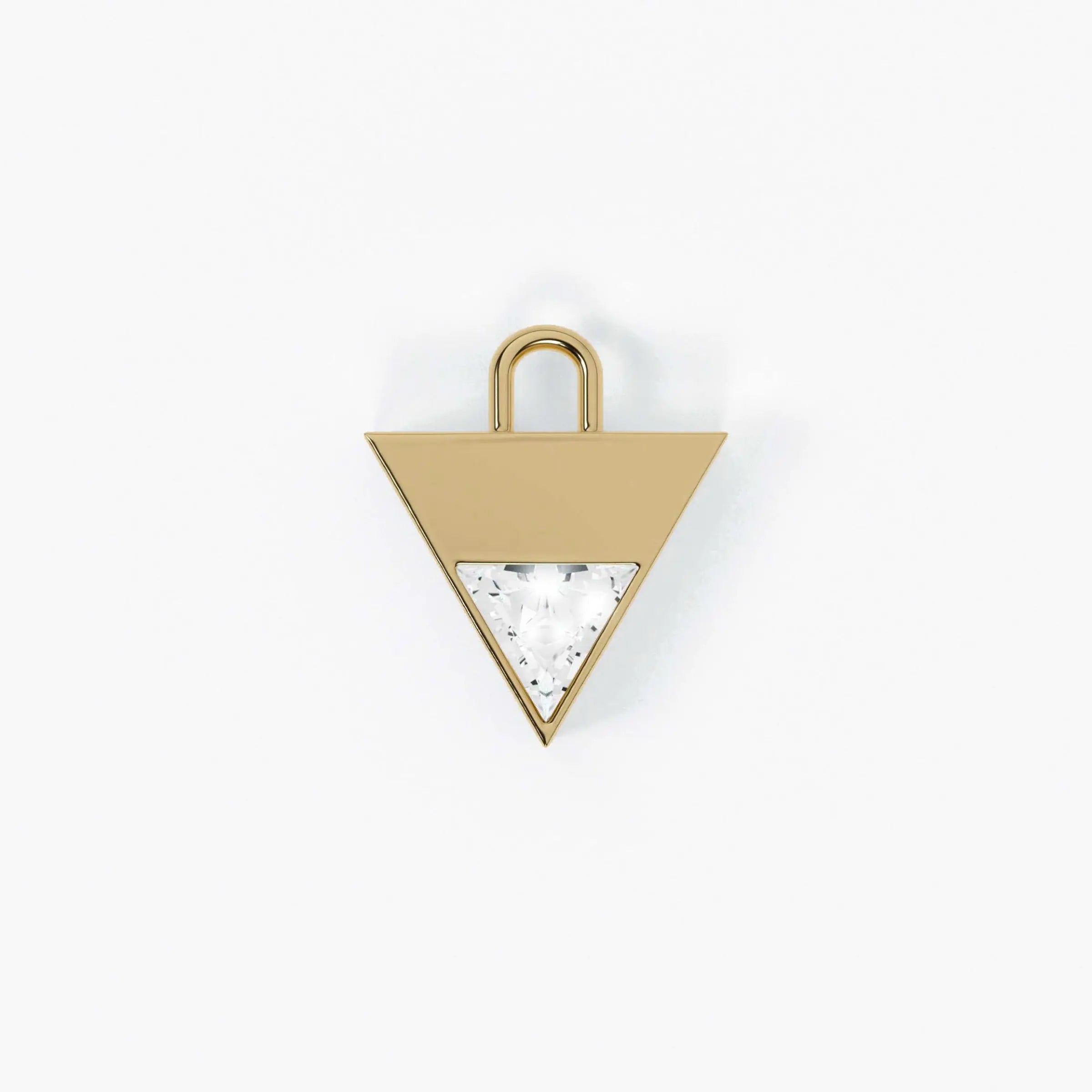 Lab Grown Diamond Formed Triangle Charm in Yellow Gold – Single View | JAUR