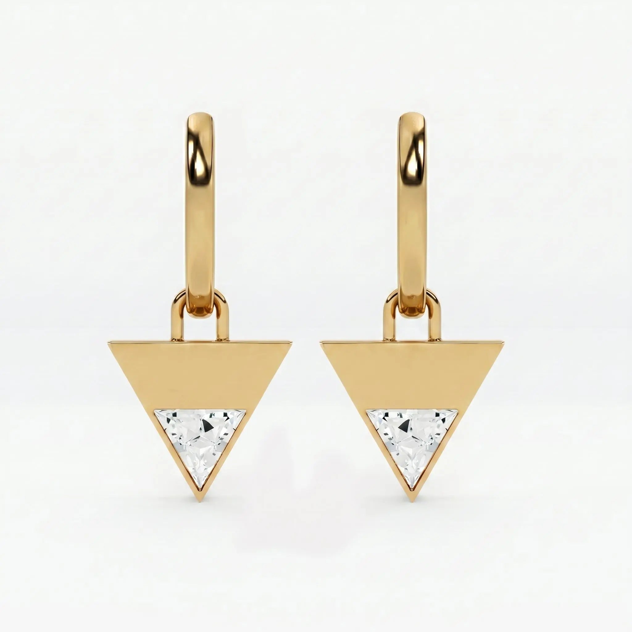 Lab Grown Diamond Formed Triangle Charm in Yellow Gold – Pair View | JAUR