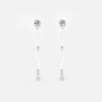 Lab Grown Diamond Gold Wave Drop Earrings in White Gold – Pair View | JAUR