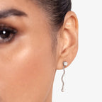 Lab Grown Diamond Gold Wave Drop Earrings in White Gold – Pair View | JAUR