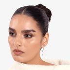Lab Grown Diamond Gold Wave Drop Earrings in White Gold – Pair View | JAUR