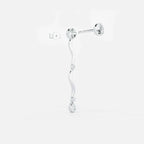 Lab Grown Diamond Gold Wave Drop Earrings in White Gold – Pair View | JAUR
