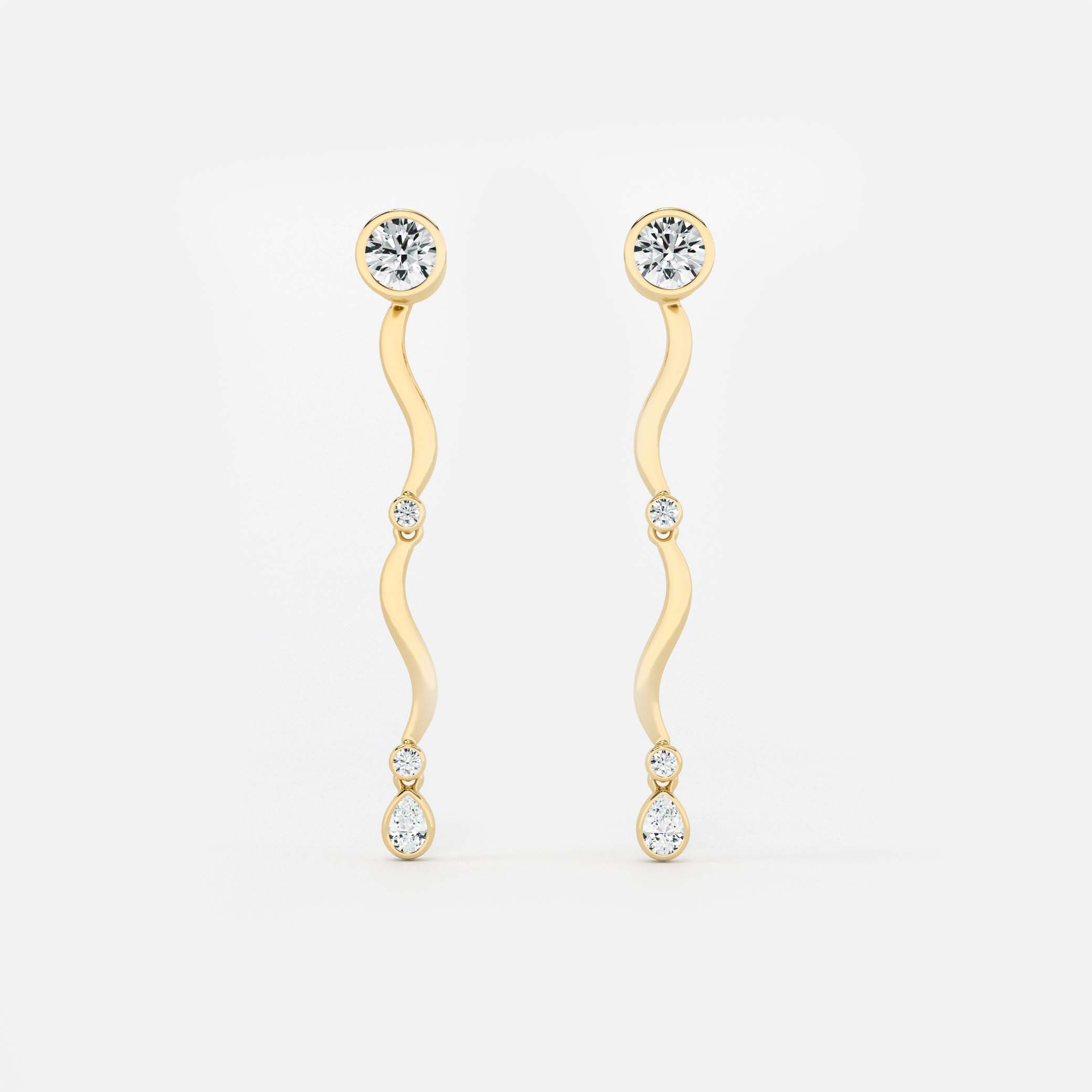 Gold Wave Drop Earrings