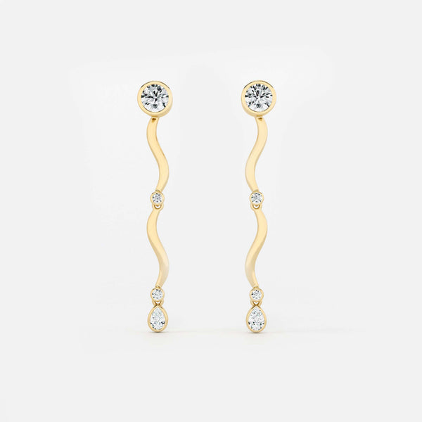 Gold Wave Drop Earrings