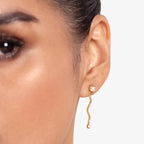 Lab Grown Diamond Gold Wave Drop Earrings in Yellow Gold – Pair View | JAUR