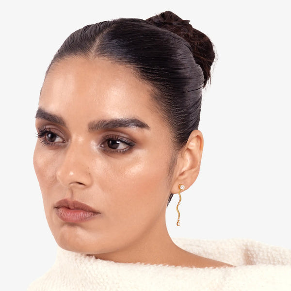 Gold Wave Drop Earrings