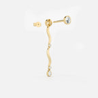 Lab Grown Diamond Gold Wave Drop Earrings in Yellow Gold – Pair View | JAUR