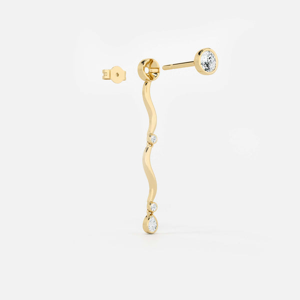 Gold Wave Drop Earrings