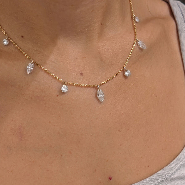 HALO - Pierced Seven Diamond Necklace JAUR