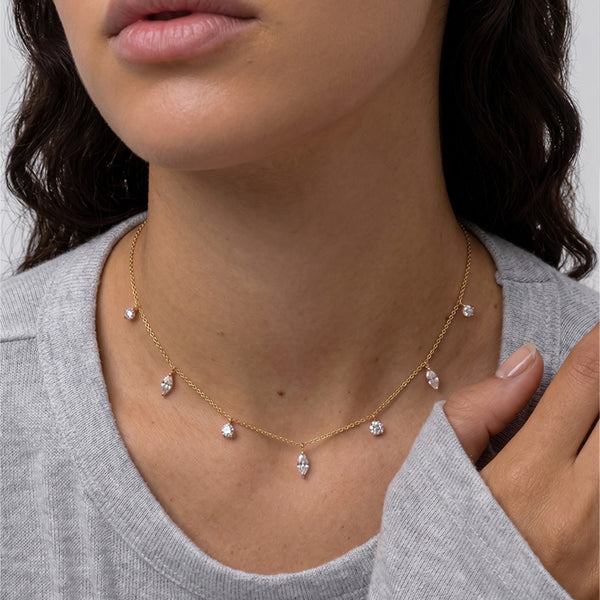 HALO - Pierced Seven Diamond Necklace JAUR