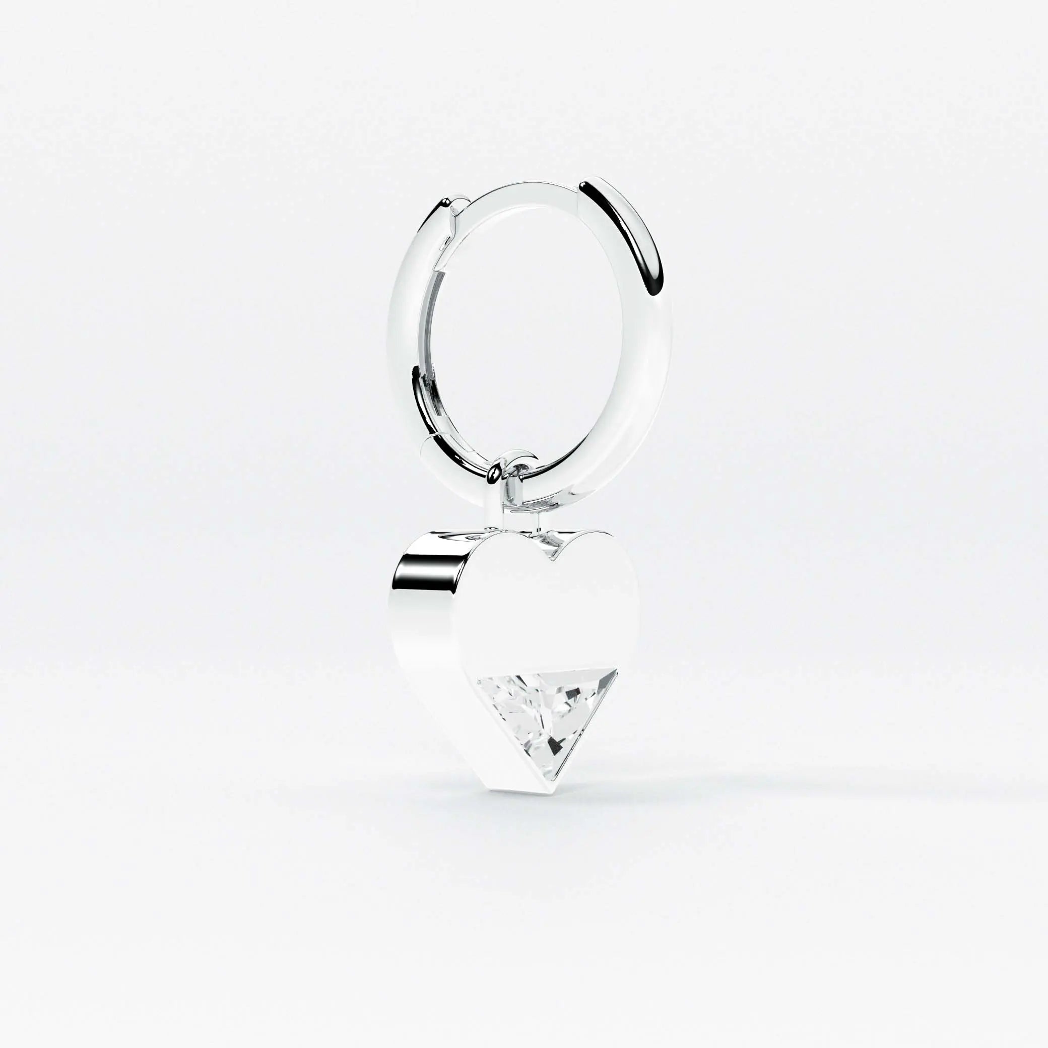 Lab Grown Diamond Formed Heart Charm in White Gold – Pair View | JAUR