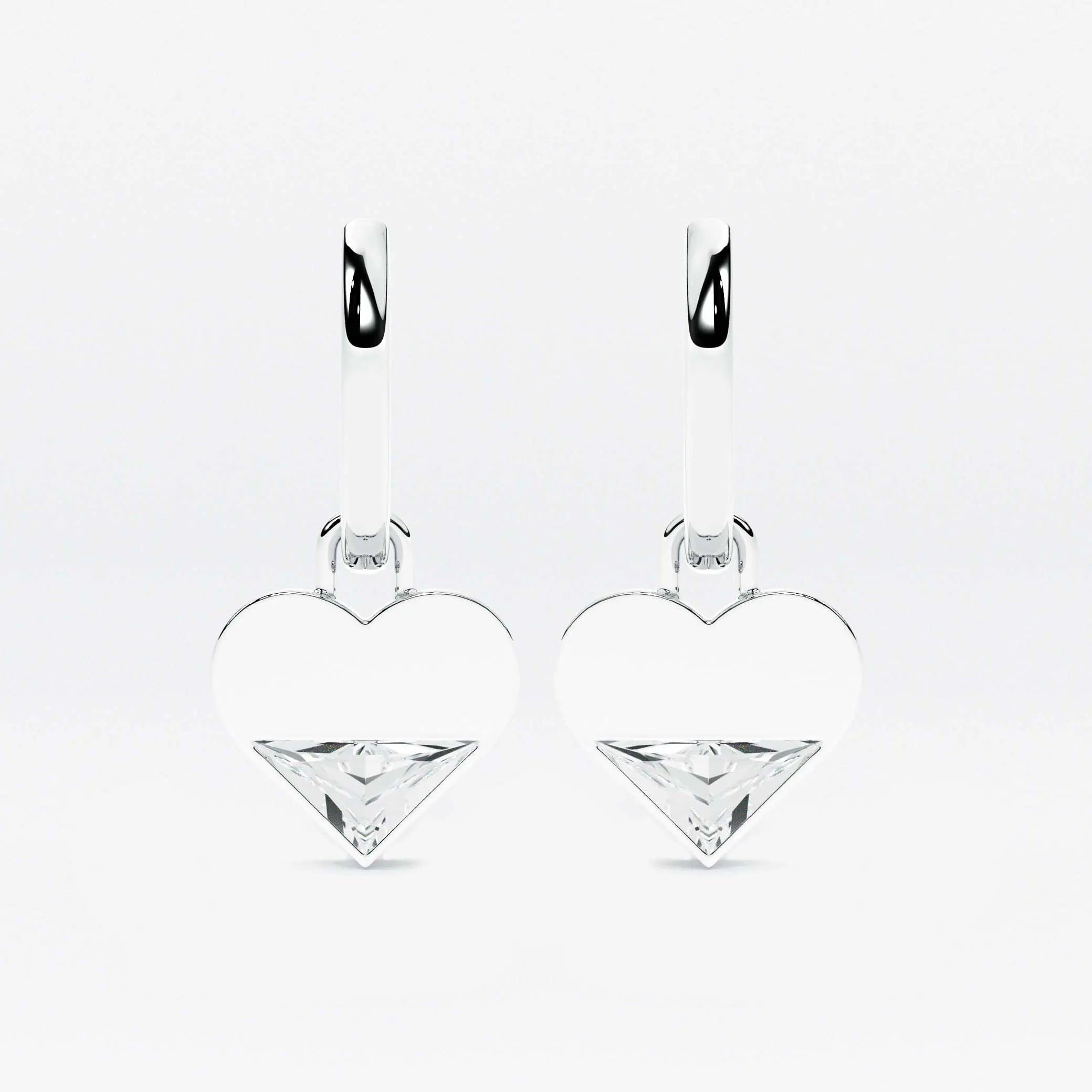 Lab Grown Diamond Formed Heart Charm in White Gold – Pair View | JAUR