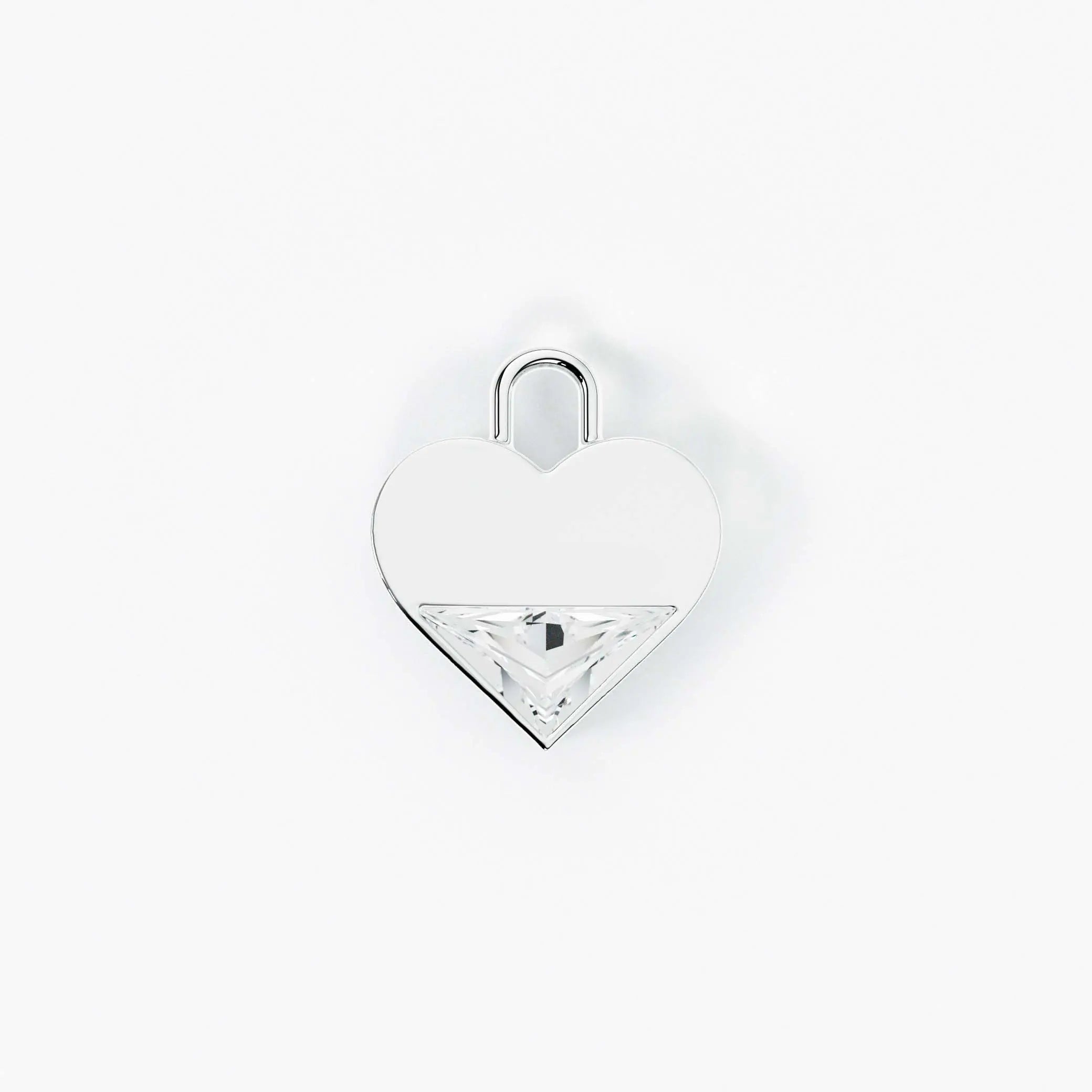 Lab Grown Diamond Formed Heart Charm in White Gold – Front View | JAUR