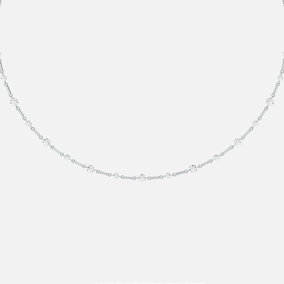 IRIS - Alternating Pierced Round Diamond Necklace