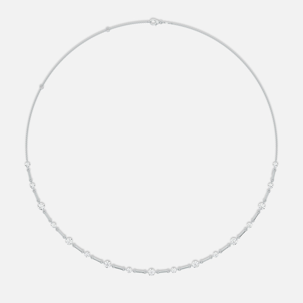 IRIS - Alternating Pierced Round Diamond Necklace