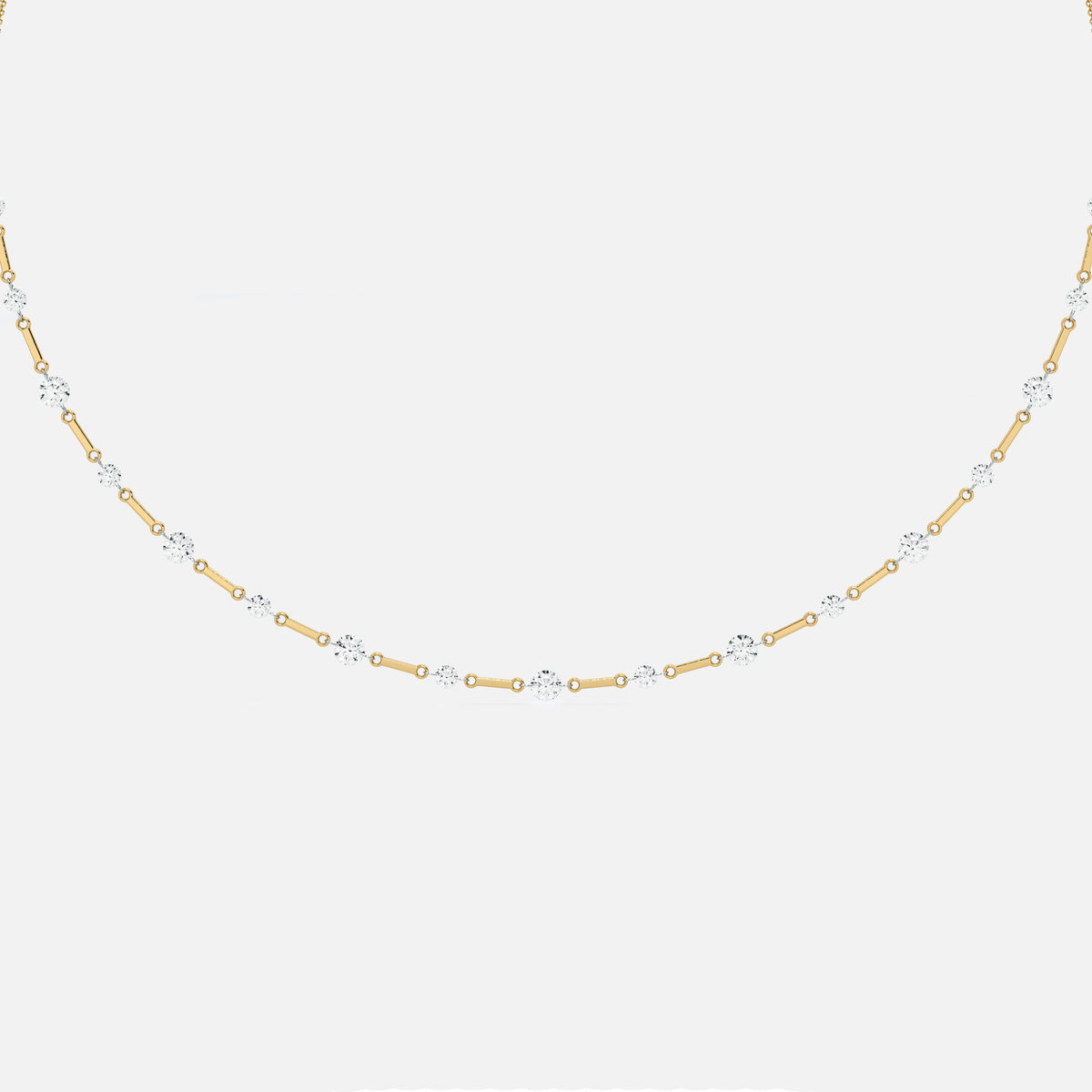 IRIS - Alternating Pierced Round Diamond Necklace
