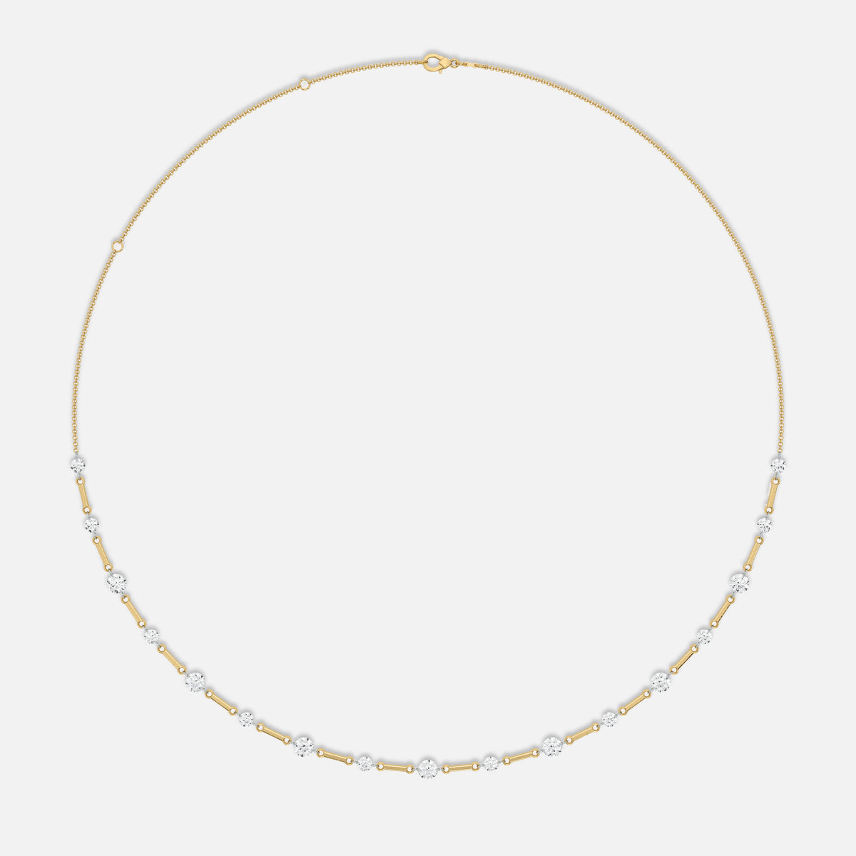 IRIS - Alternating Pierced Round Diamond Necklace