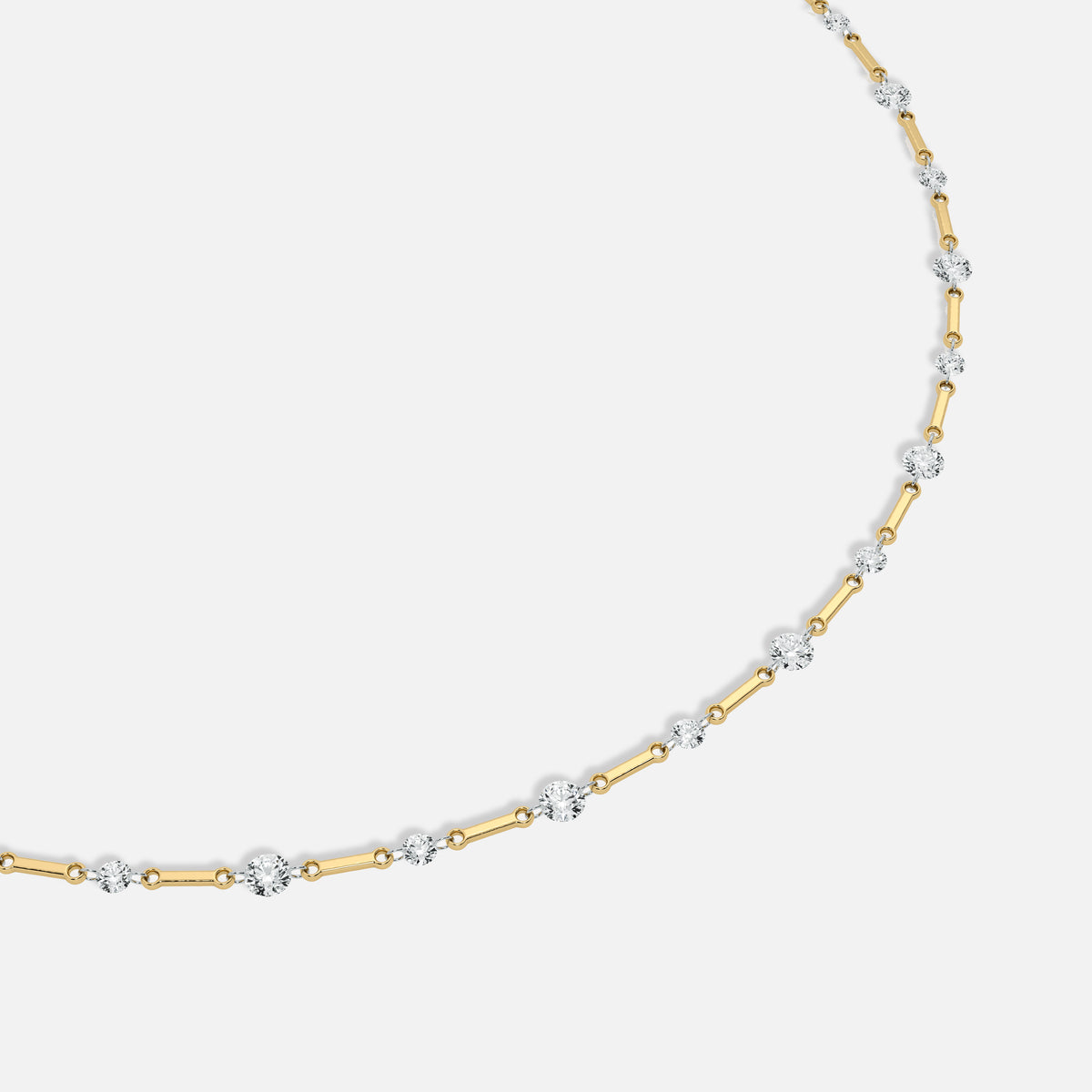 IRIS - Alternating Pierced Round Diamond Necklace