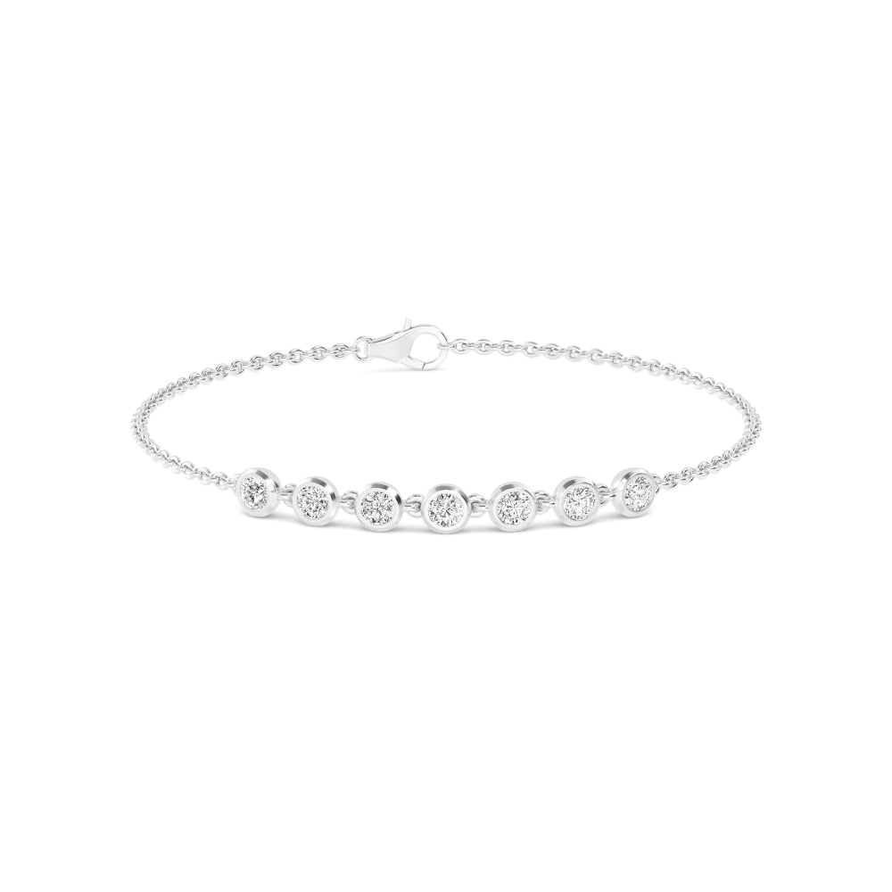 7 Round Diamond Bezel Station Bracelet